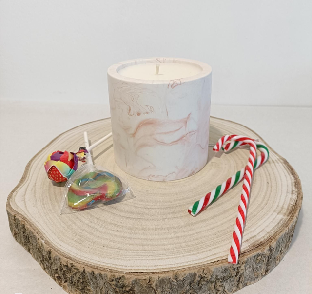 Grande bougie marbre rose 