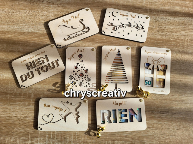 Cartes originale en bois pour porte billets 