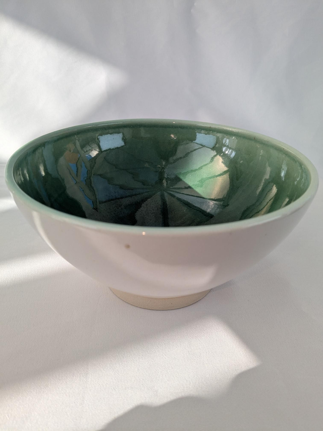 Green and white bowl