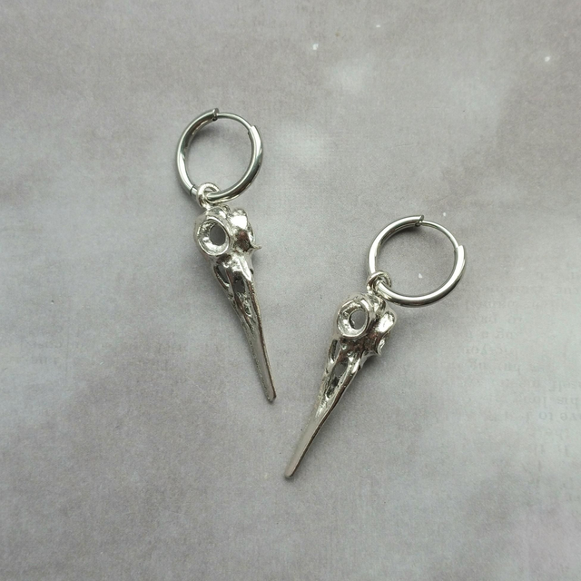 Bird Skull Hinged Hoops 