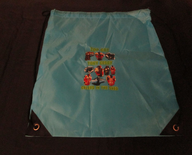 Tony Cesay Green &amp; Yellow Logo With Ten Photographs On BLUE Drawstring Bag (ABA Champion Boxer)