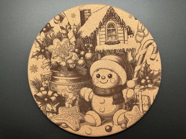 Sous-plat en liège gravé Noël 1