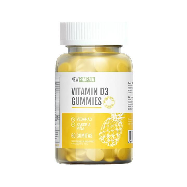Vitamina D3 Newpharma Gomitas Piña 60 Unidades – Salud Ósea e Inmunidad
