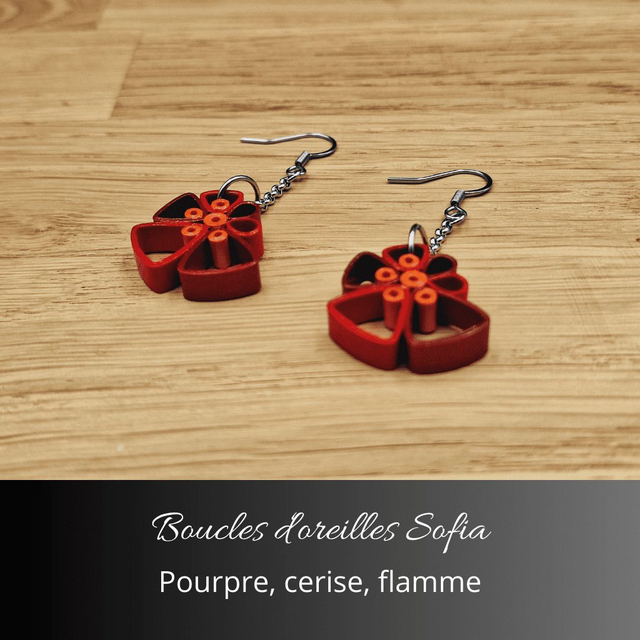 Boucles d&#039;oreilles Sofia - Pourpre, cerise, flamme