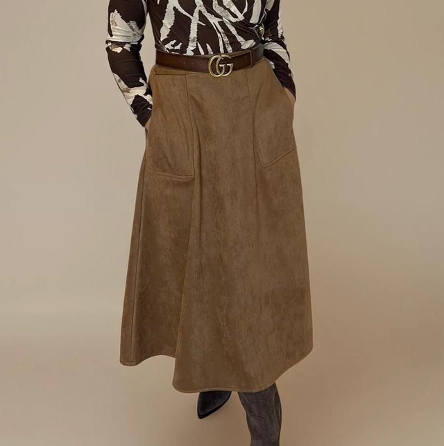 Becky Suede Pocket Skirt