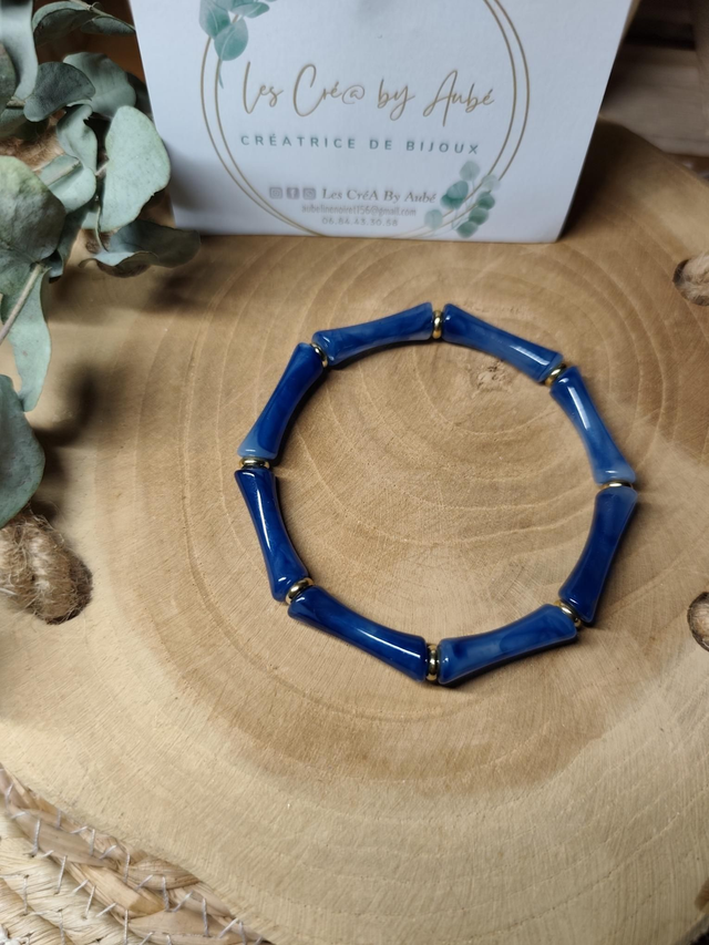 BRACELET PERLES TUBE BLEU 0000928