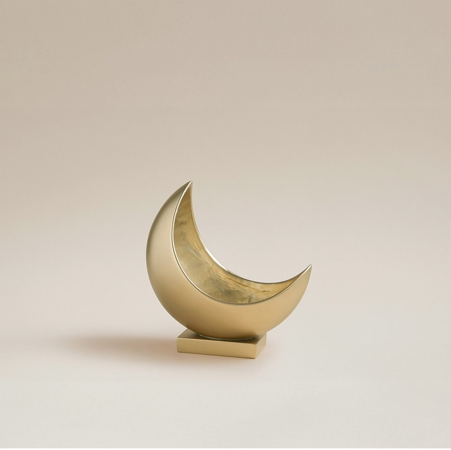 Gold-Tone Resin Moon Planter on Stand