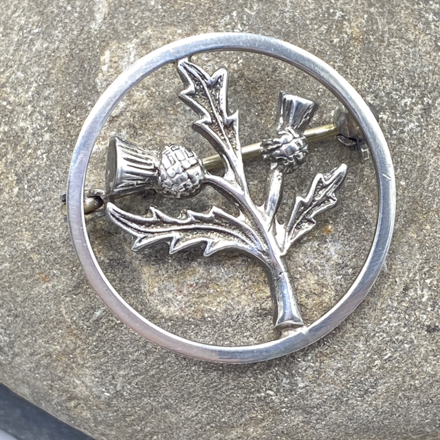 REFURBISHED Scottish Thistle Brooch Thistle in Sterling Silver