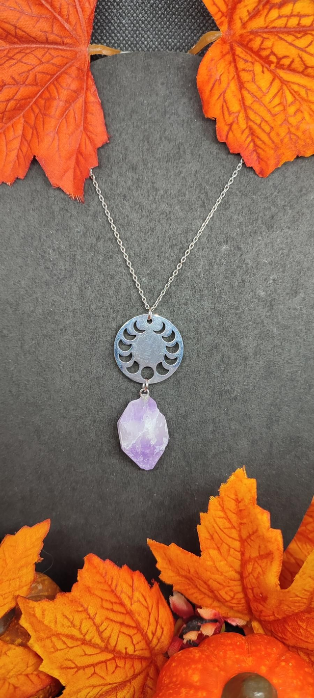 Pendentif phase de lune - Améthyste brute