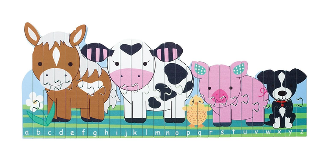 Wooden Farm Animals Alphabet Puzzle - By Orange Tree Toys.
