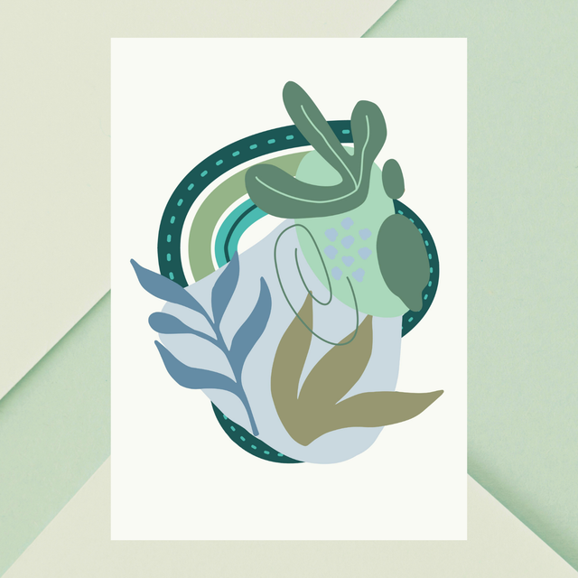 Impression Feuilles Botaniques Vertes Bohème - Art Mural Inspiré par la Nature / Botanical Green Boho Leaves Print - Nature-Inspired Wall Art