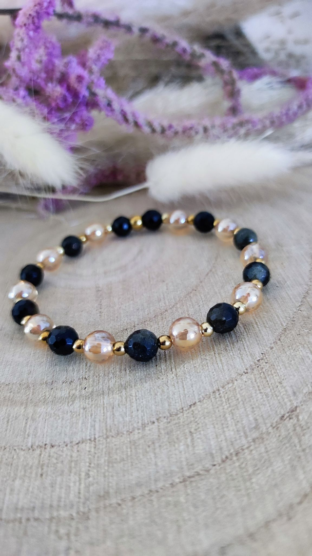 Bracelet "Protection et Pouvoir personnel" Obsidienne facettée