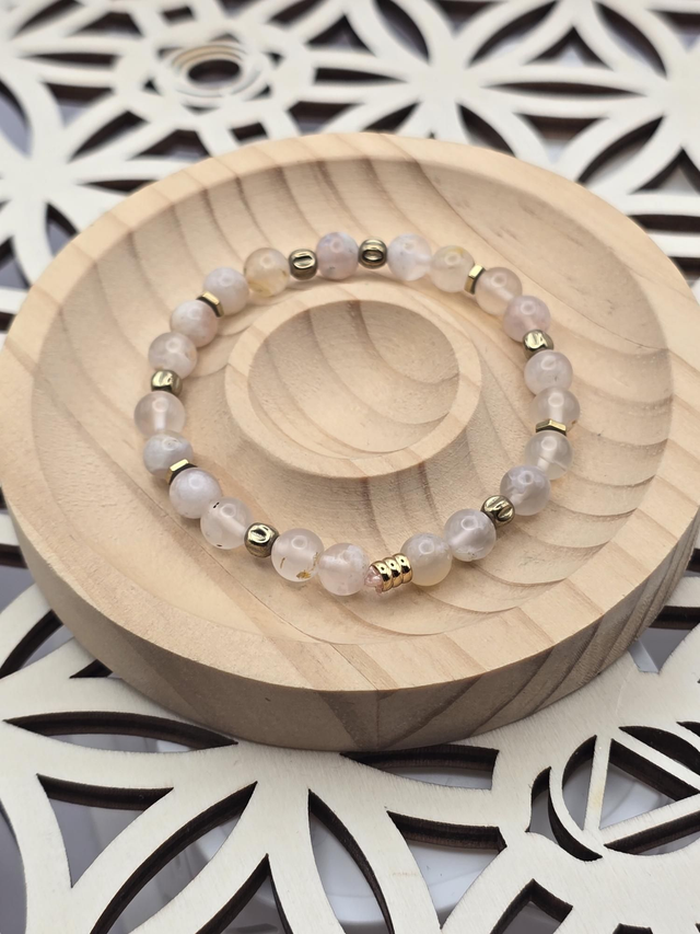 Bracelet Agate fleur de cerisier 0,6 cm