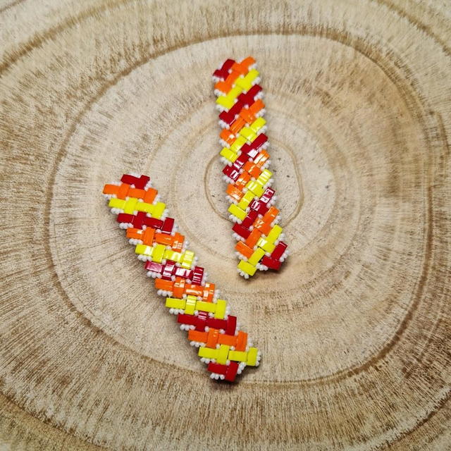 Duo de barrettes rouge/orange/jaune 