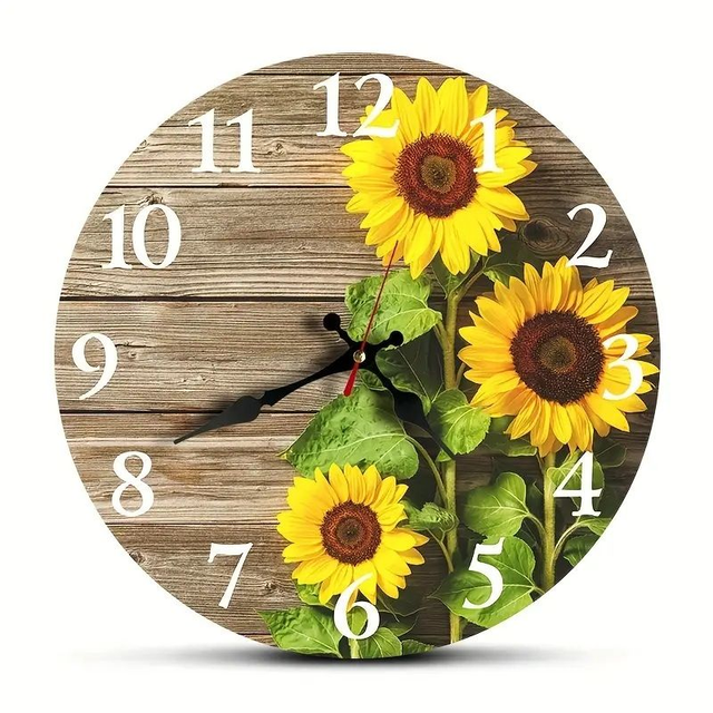 horloge murale tournesol, mouvement quartz silencieux silencieuse sans tic-tac  diamètre 20cm  