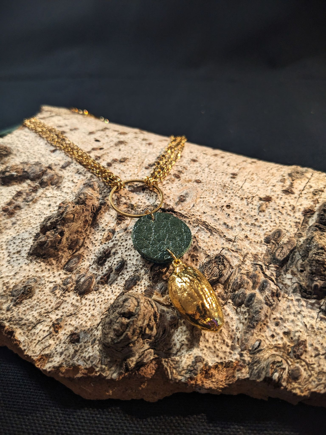 L'Amelo - Ras du Cou Amande Or 24k, Cuir