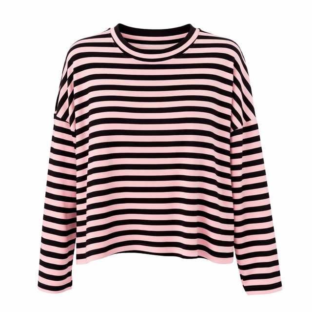 Sweatshirt gestreept bruin/roze