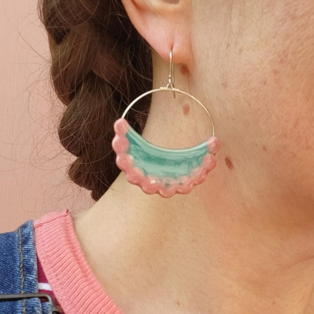 NEW - Frilly Hoop Earrings - 3 colourways available