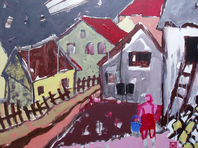 Kobita z wiadrem, 60x80 akryl płótno