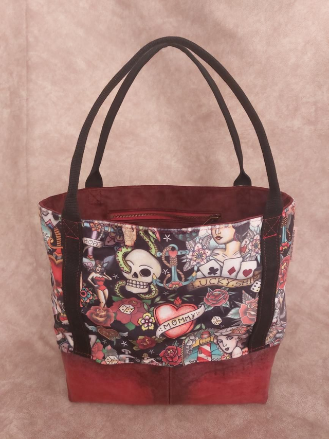 Sac cabas en cuir et en tissu 