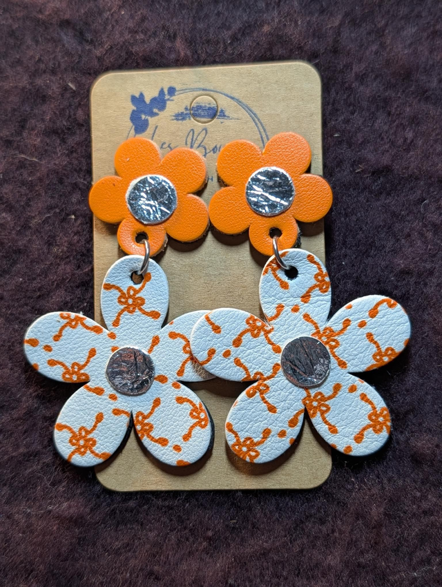 Boucles d'oreilles marguerite orange m005