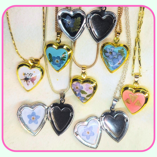 Heart Lockets | Necklaces | Real Flowers 