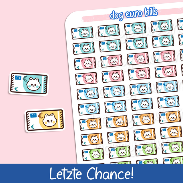 Hunde Euro-Geldscheine Sticker Sheet - ST2407