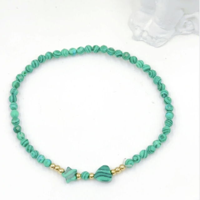 Bracelet étoile & cœur hématite vert