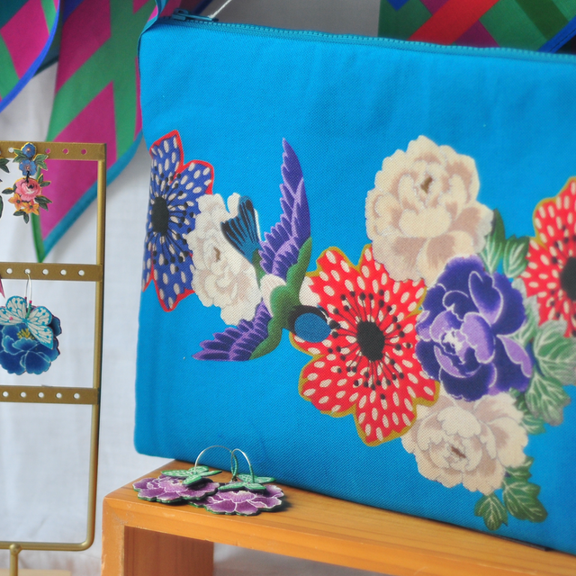 Housse Ordinateur 13 pouces - Bleu - Lin et Coton