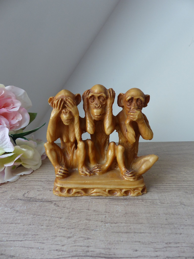 Figurine de trois singes en résine, ne parlez pas de mal, ne voyez pas le mal, n’entendez pas le mal, Three Monkeys Figure Vintage