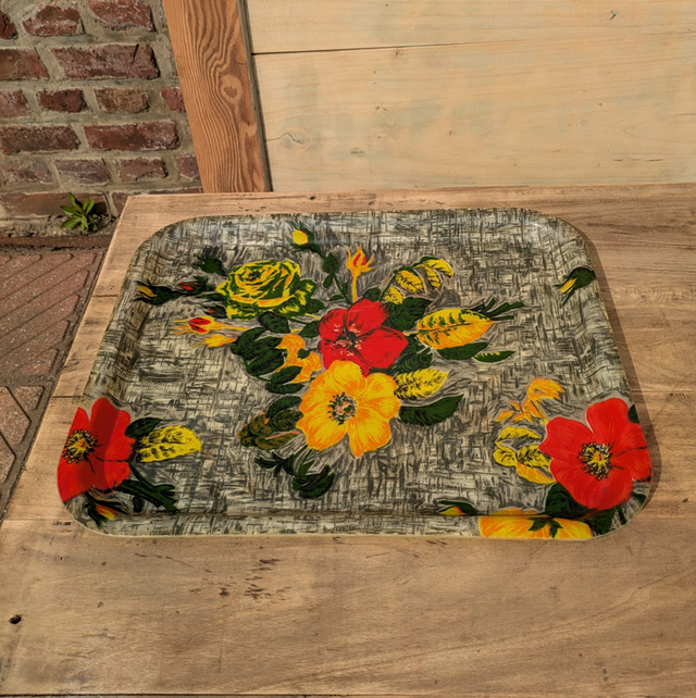 Plateau en fibre de verre floral