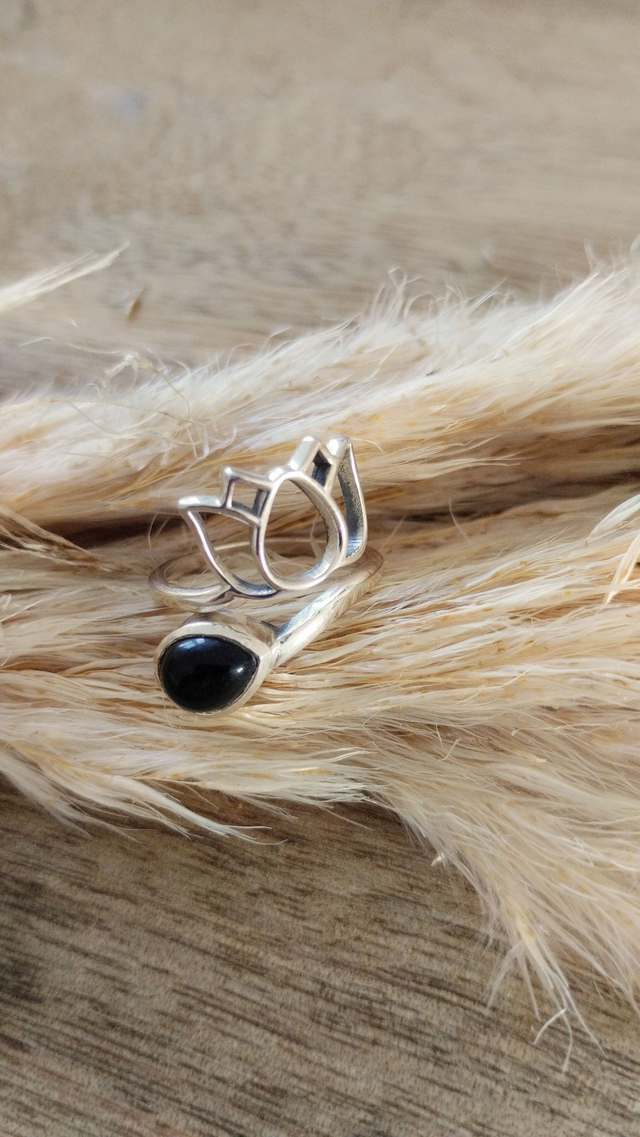 Bague Argent et Obsidienne