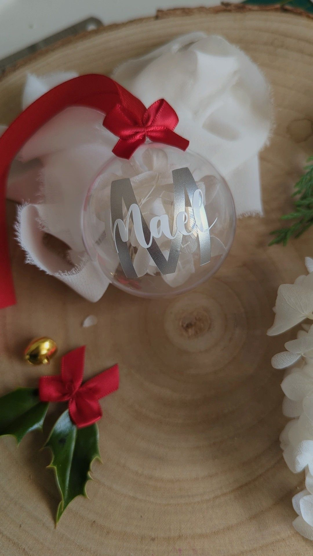 Boule de Noël (Plastique) - Hortensias Blancs