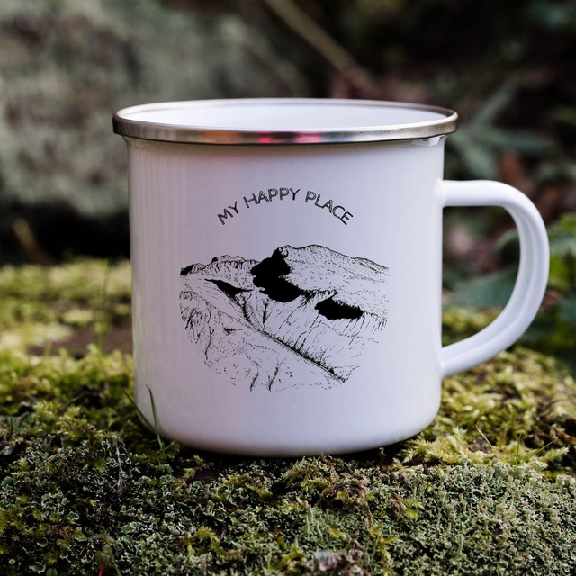 My Happy Place Enamel Camping Mug