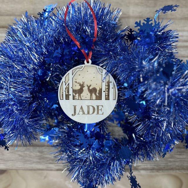 Boule de Noël en bois renne 🎅🏻