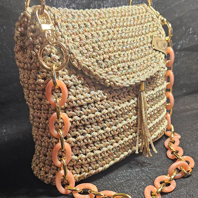 Sac porté épaule Angèle doré moucheté pailleté