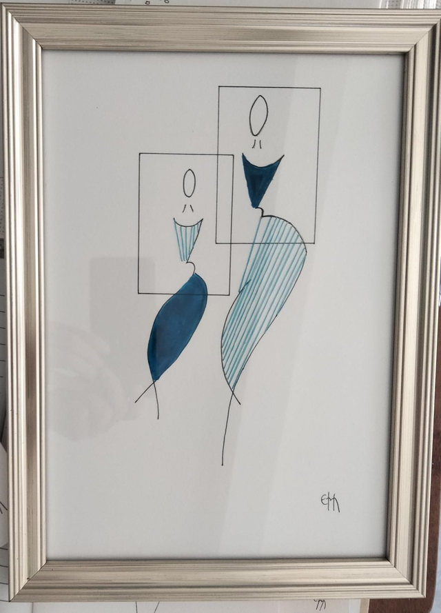 Cadre femme bleue cousue main