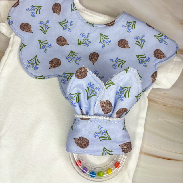 Scalloped-edge Collar Bib & Rattle Ring Duo