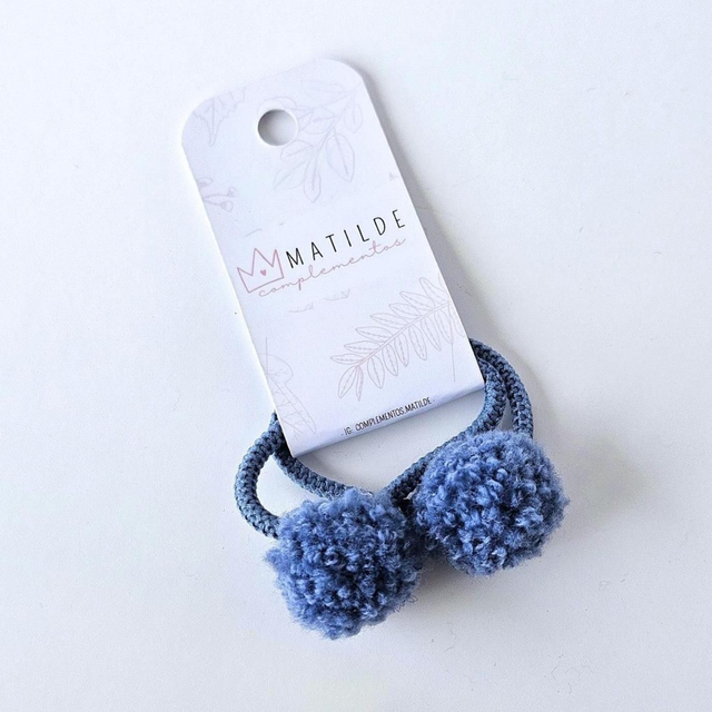 Colet Lazo Par Pompón Azul