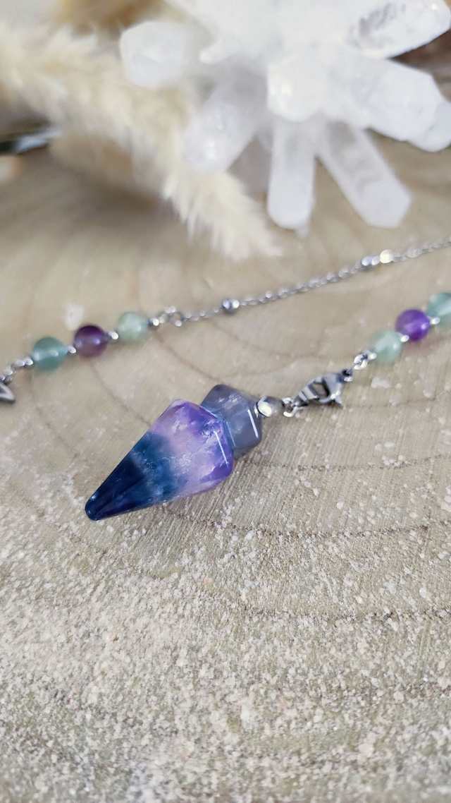 Pendule Divinatoire 2 en 1 Fluorite