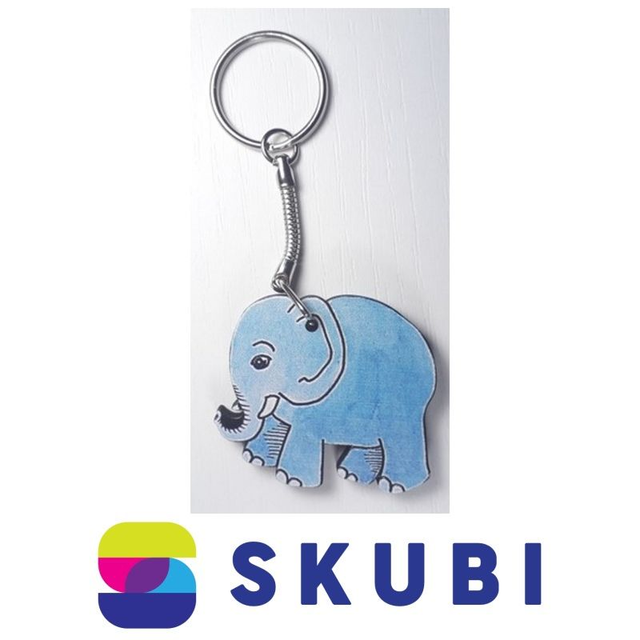 Přívěsek dřevěný - na klíče - slon modrý