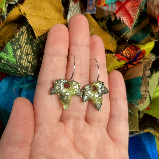 Ivy and Water Droplet Hoop Earrings