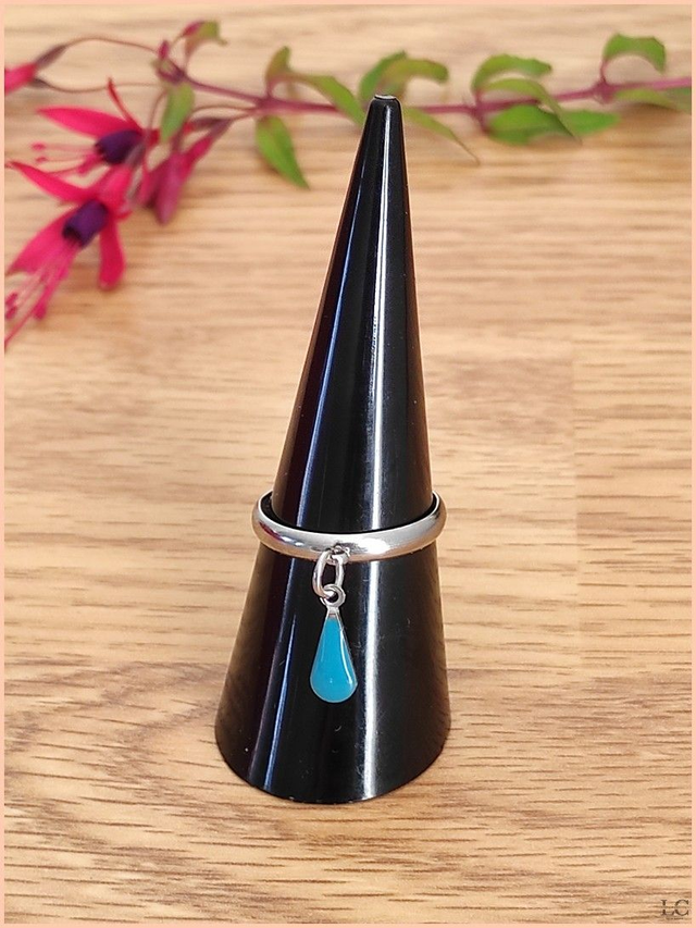 Bague réglable 3mm, acier inoxyable, avec breloque