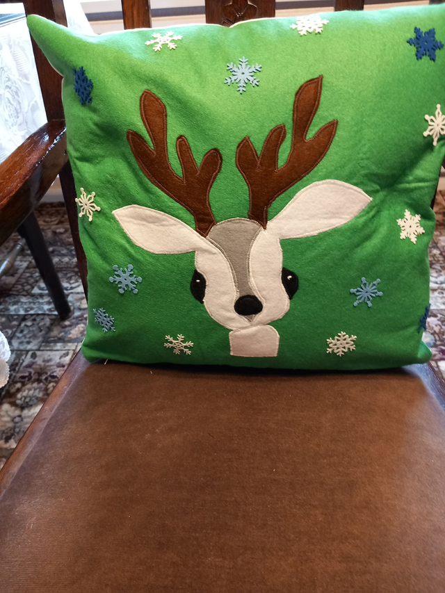 Snowy Reindeer Cushion Cover
