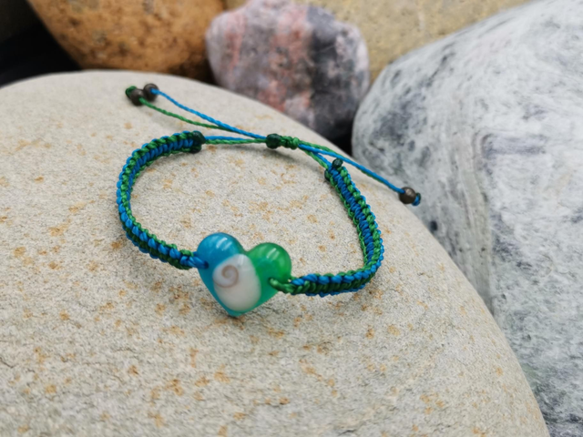 BCO-027 Bracelet cœur bleu et vert 