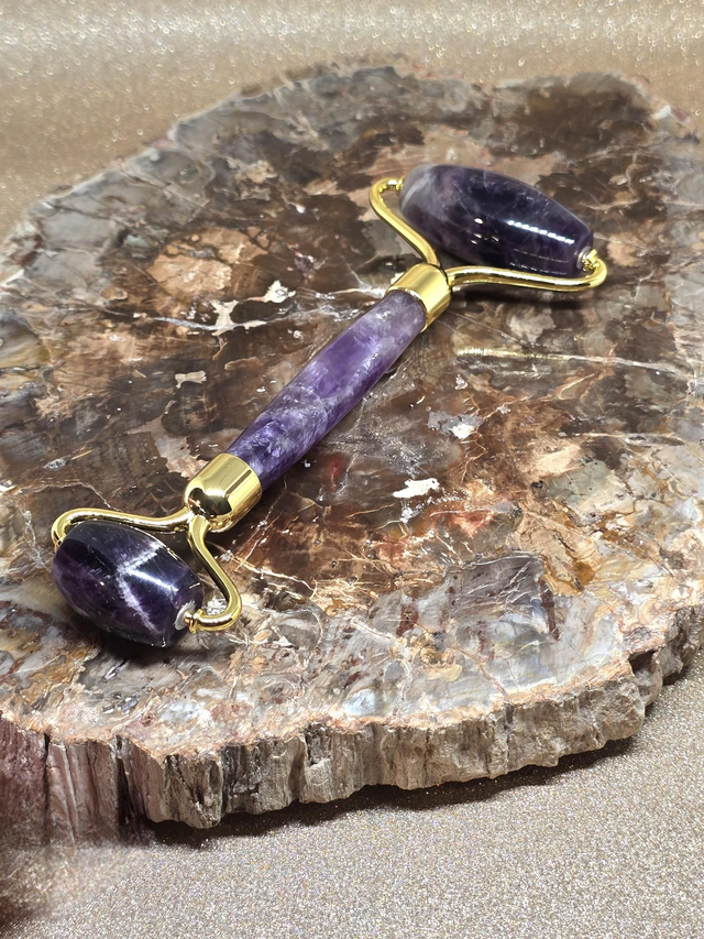 Améthyste : rouleau de massage 2 têtes 