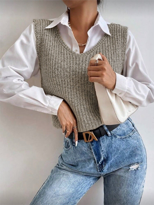Pull sans manches en maille