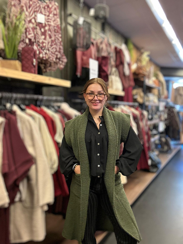 Gilet lang bouclé army