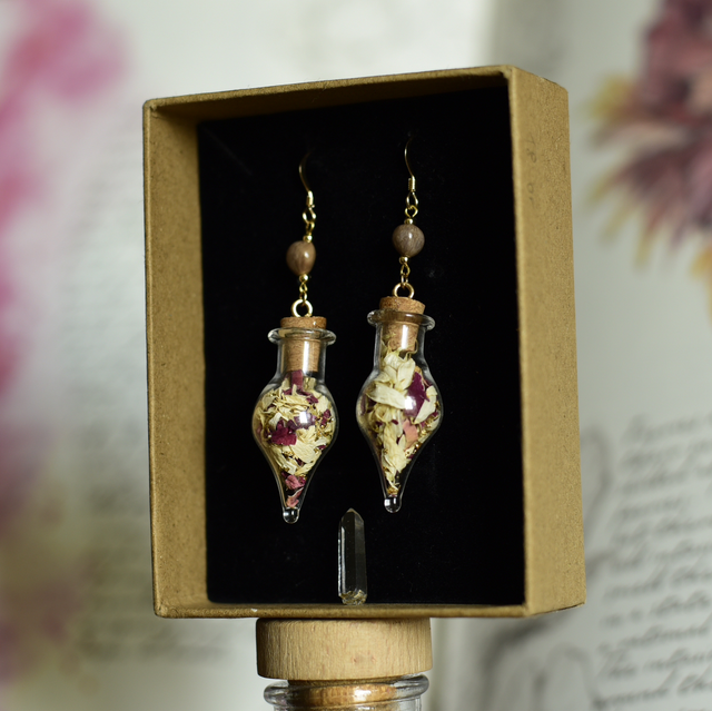 boucles d’oreilles fioles gold rose &amp; camomille