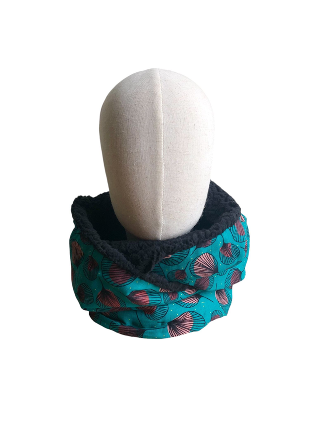 Echarpe double tour Sherpa - PLUMES - vert et noir